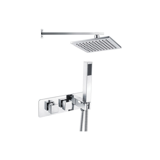 Isuno Shower Pack One - Two Outlet Twin Shower Valve w/Handset & ABS Overhead - Chrome