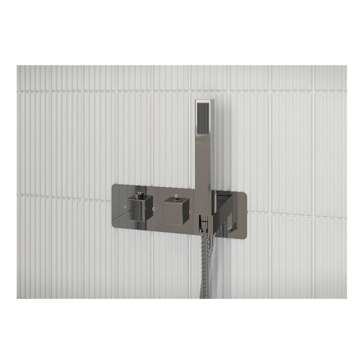 Isuno Shower Pack One - Two Outlet Twin Shower Valve w/Handset & ABS Overhead - Chrome