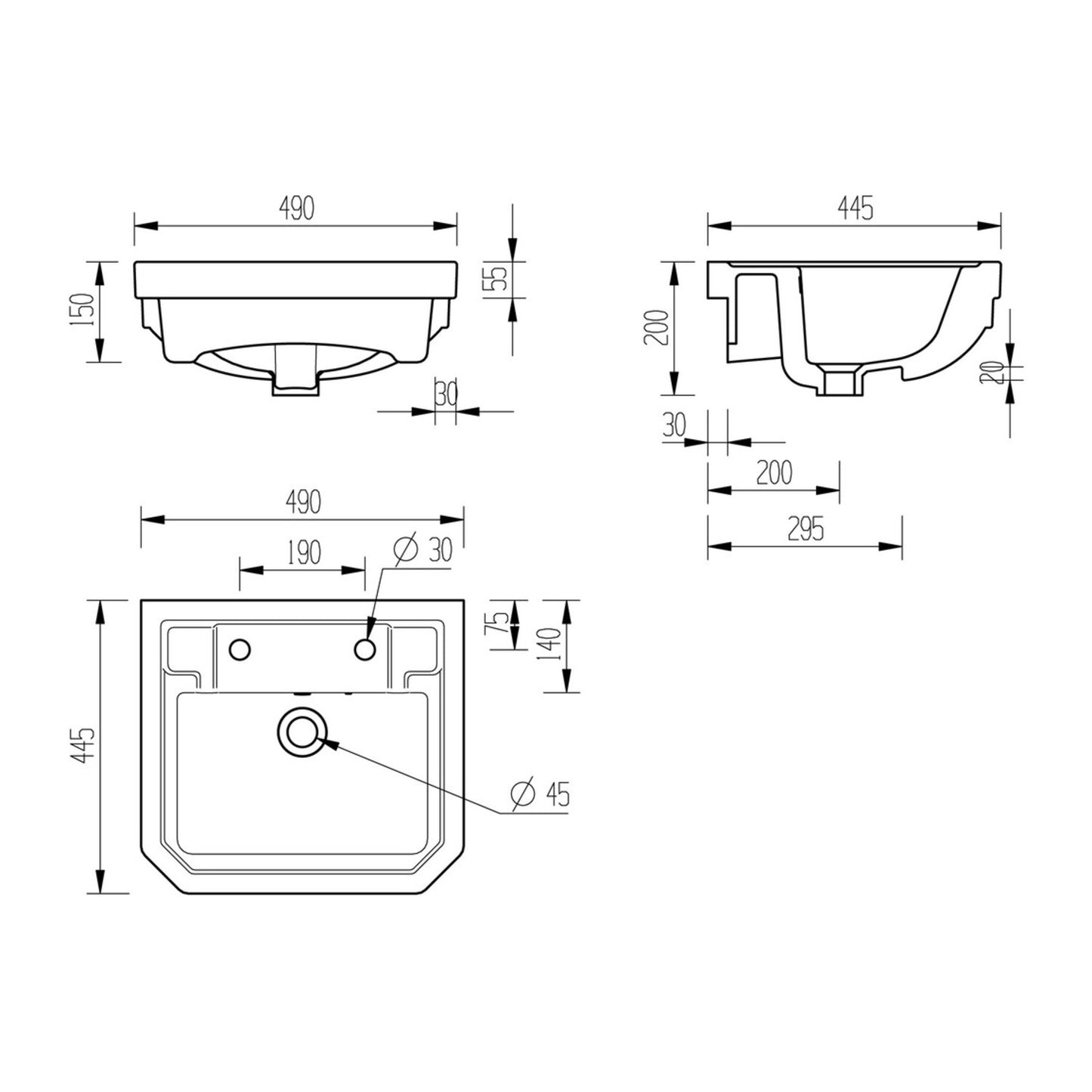 Solae Semi Recessed Basin