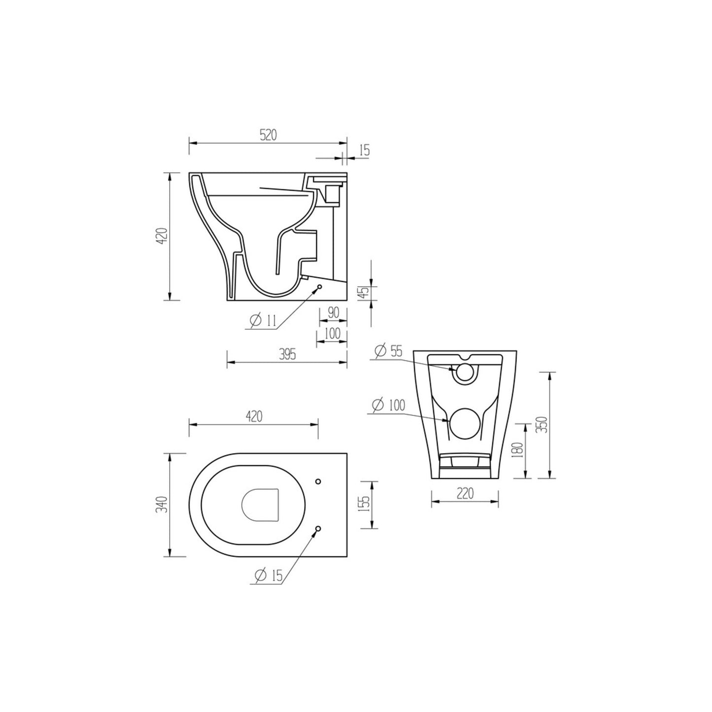 Lirien Rimless Back To Wall WC & Soft Close Seat