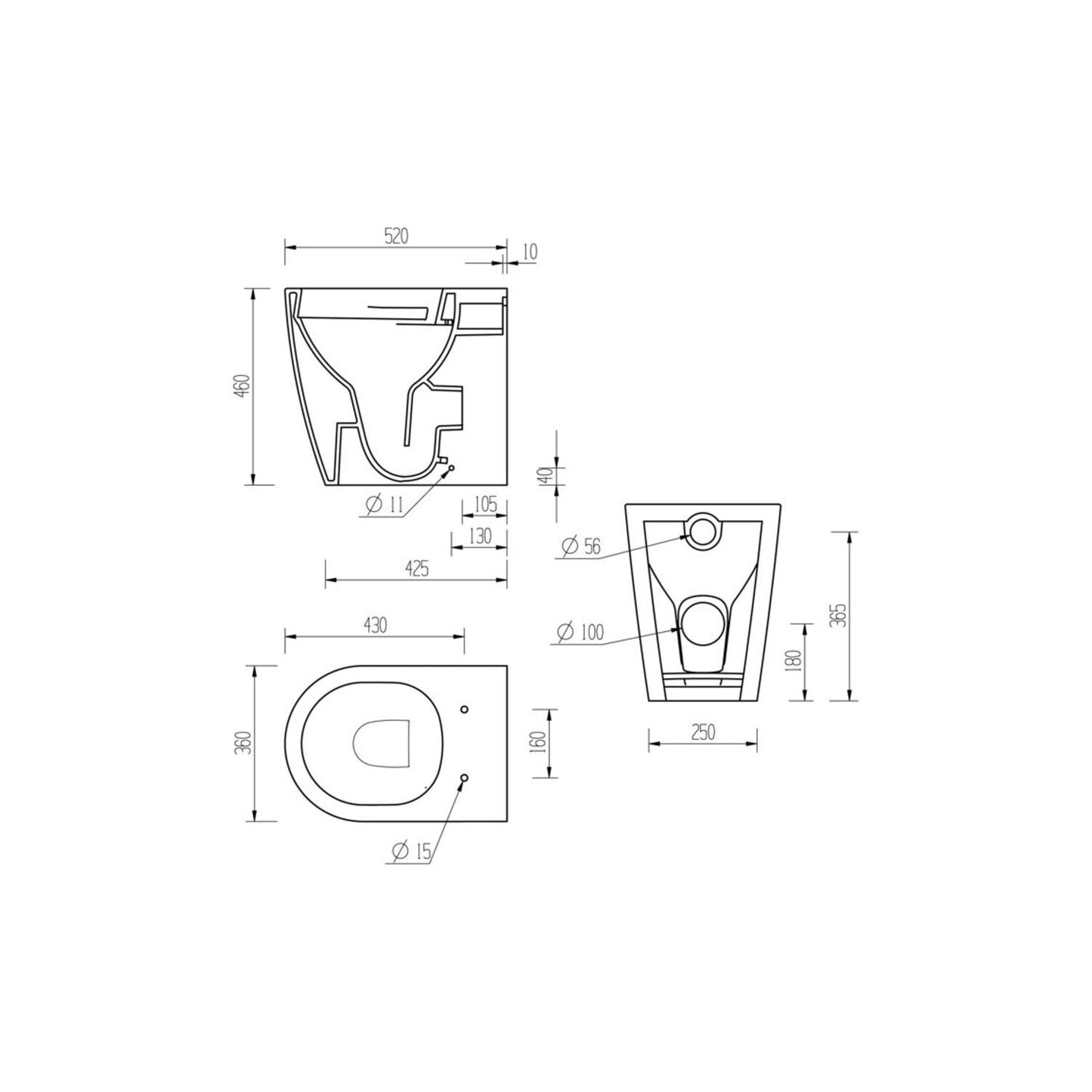 Cinta Rimless Back To Wall Comfort Height WC & Soft Close Seat