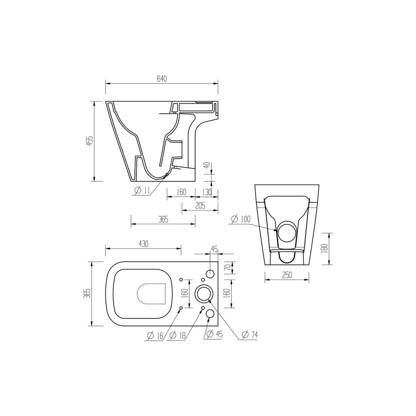 Tahlia Rimless Close Coupled Open Back Comfort Height WC & Soft Close Seat