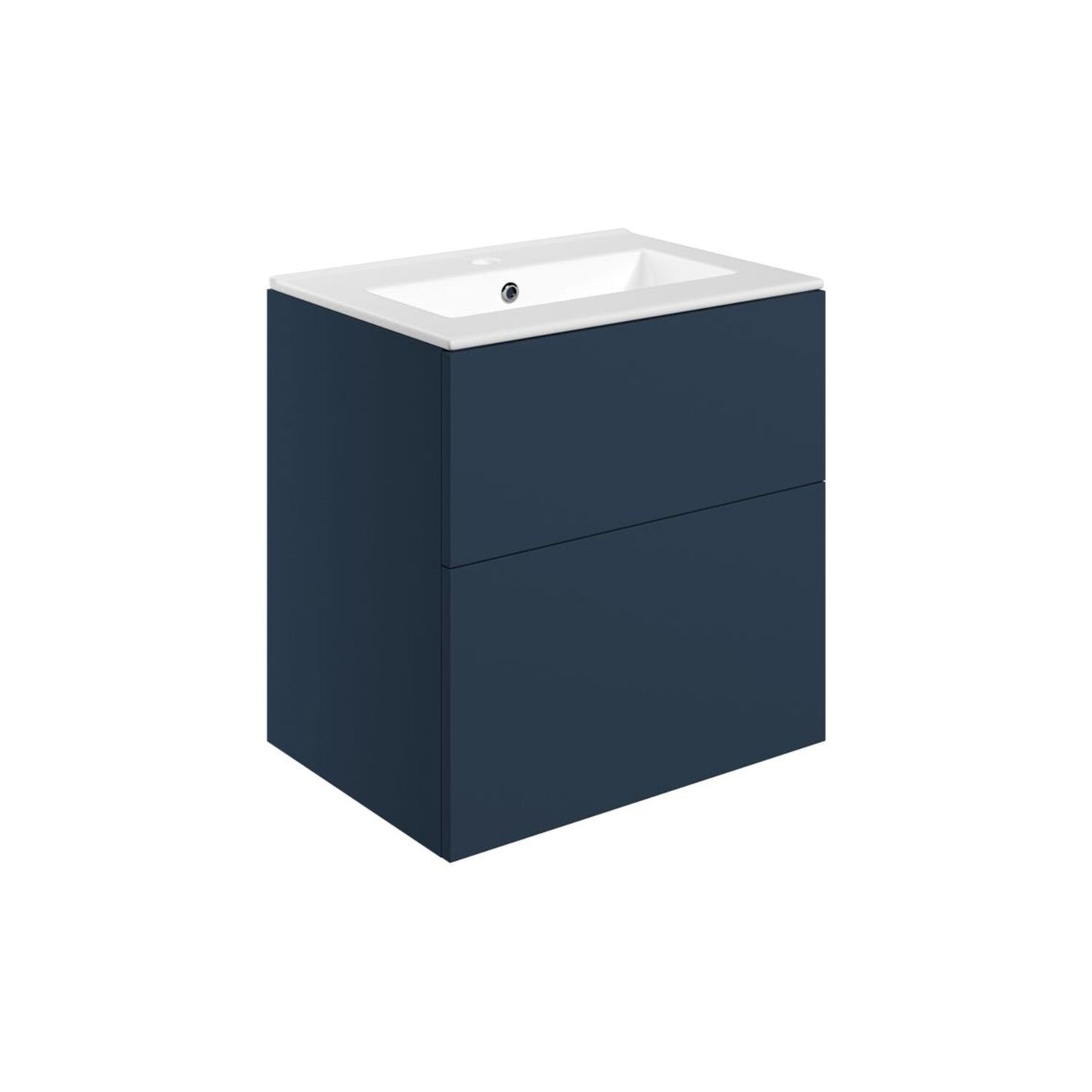 Tavira 610mm Wall Hung 2 Drawer Basin Unit & 1 Tap Hole Basin - Matt Deep Blue