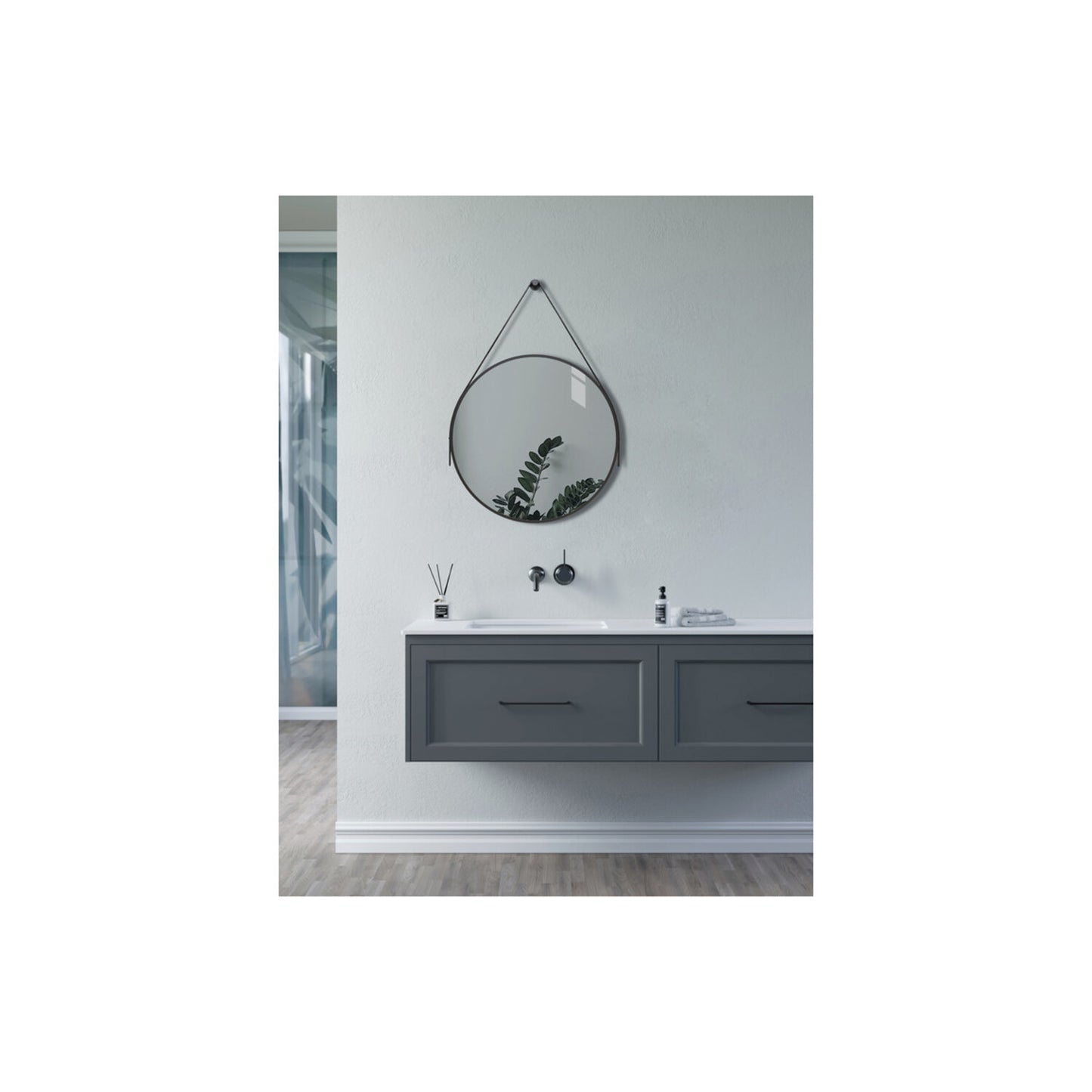 Narella 600mm Round Mirror - Matt Black