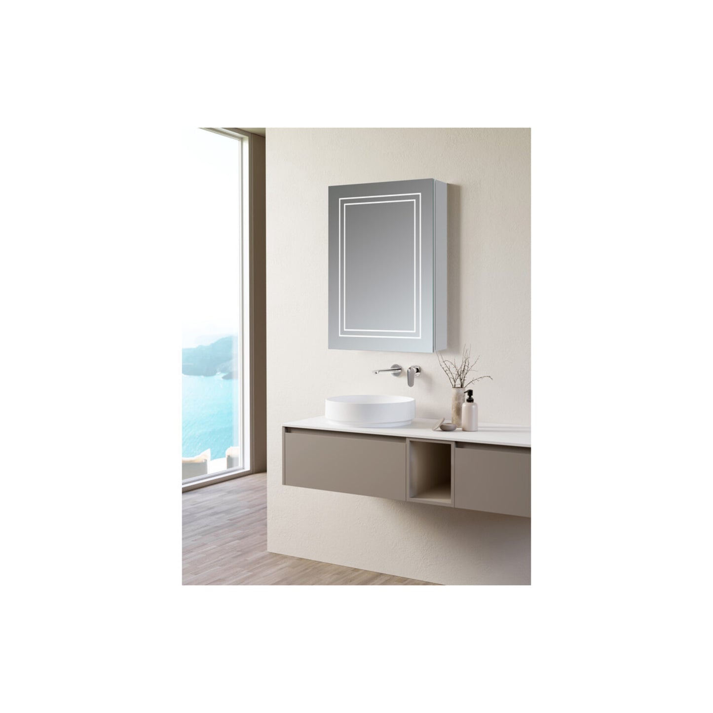 Evania 500mm 1 Door Front-Lit LED Mirror Cabinet