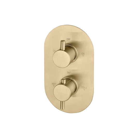Two Outlet Shower Valve - Brushed Brass