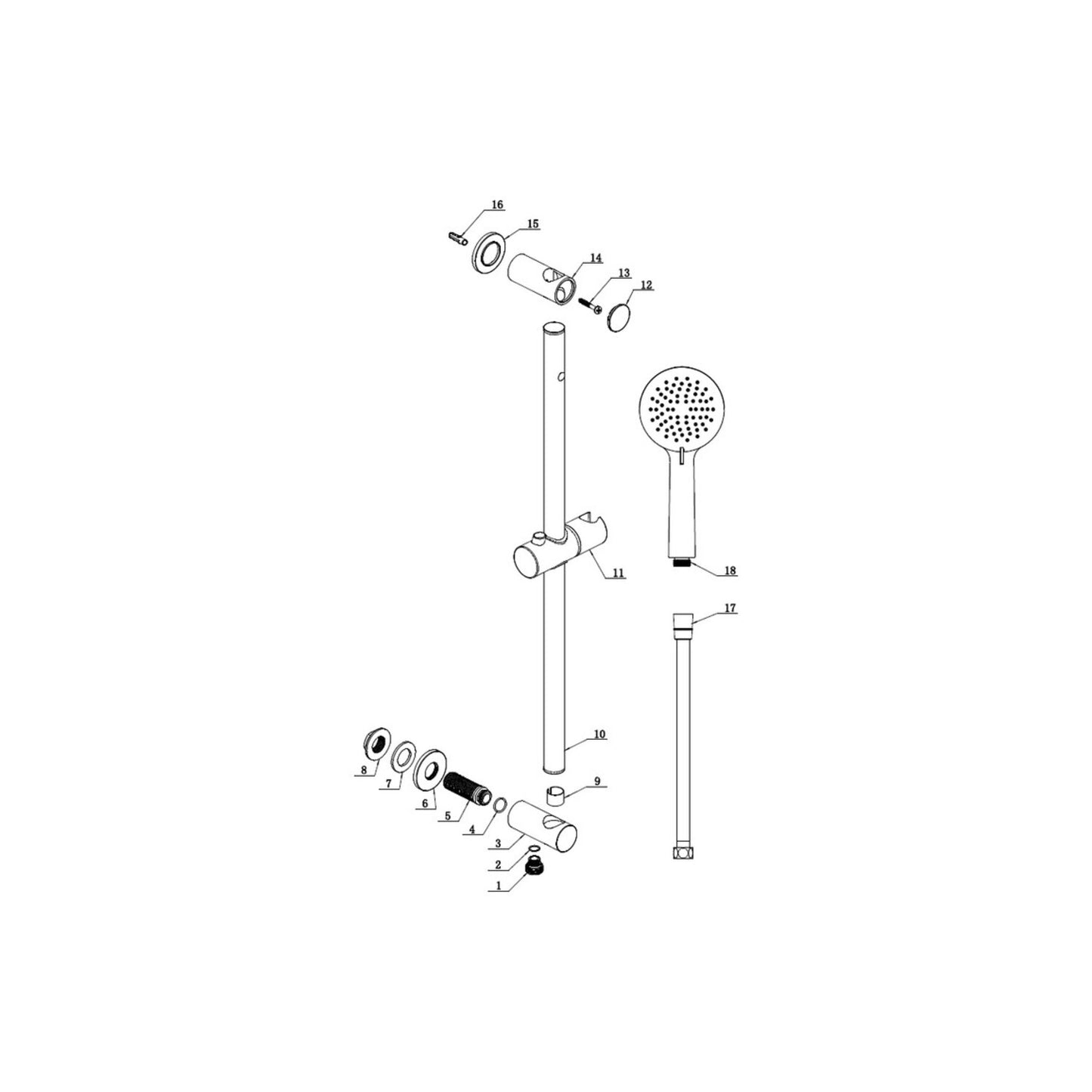 Brivana Round Riser Rail Kit W/Elbow & 3 Mode Handset