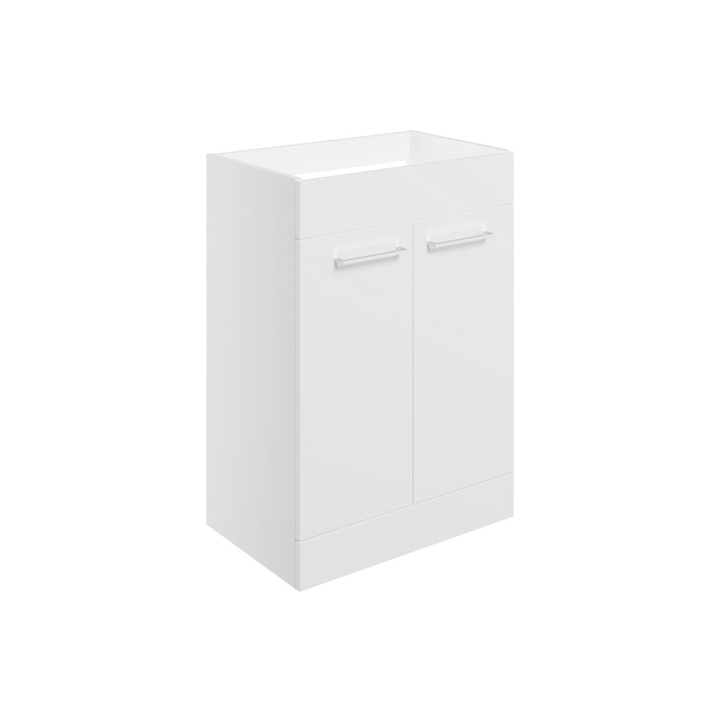 Zenari 590mm Floor Standing 2 Door Basin Unit (No Top) - White Gloss