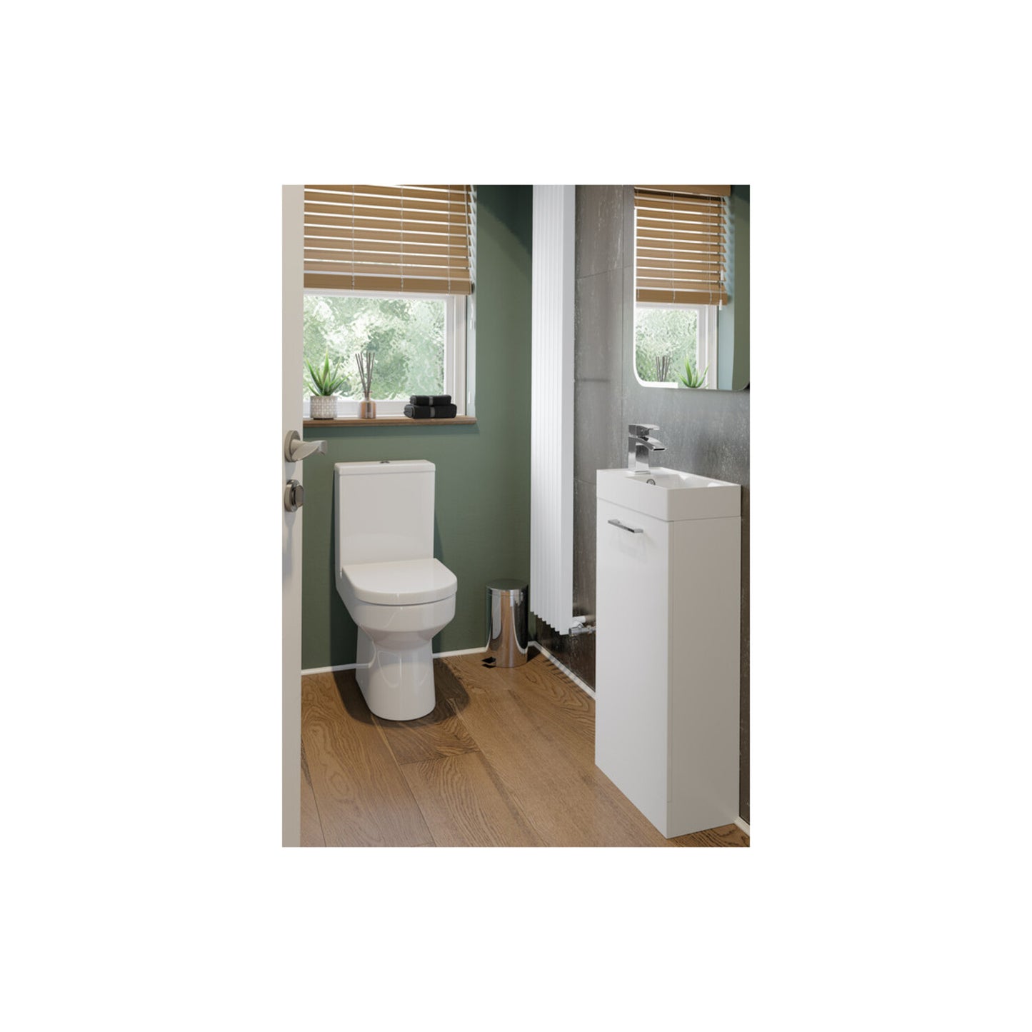 Zenari 590mm Floor Standing 2 Door Basin Unit (No Top) - White Gloss