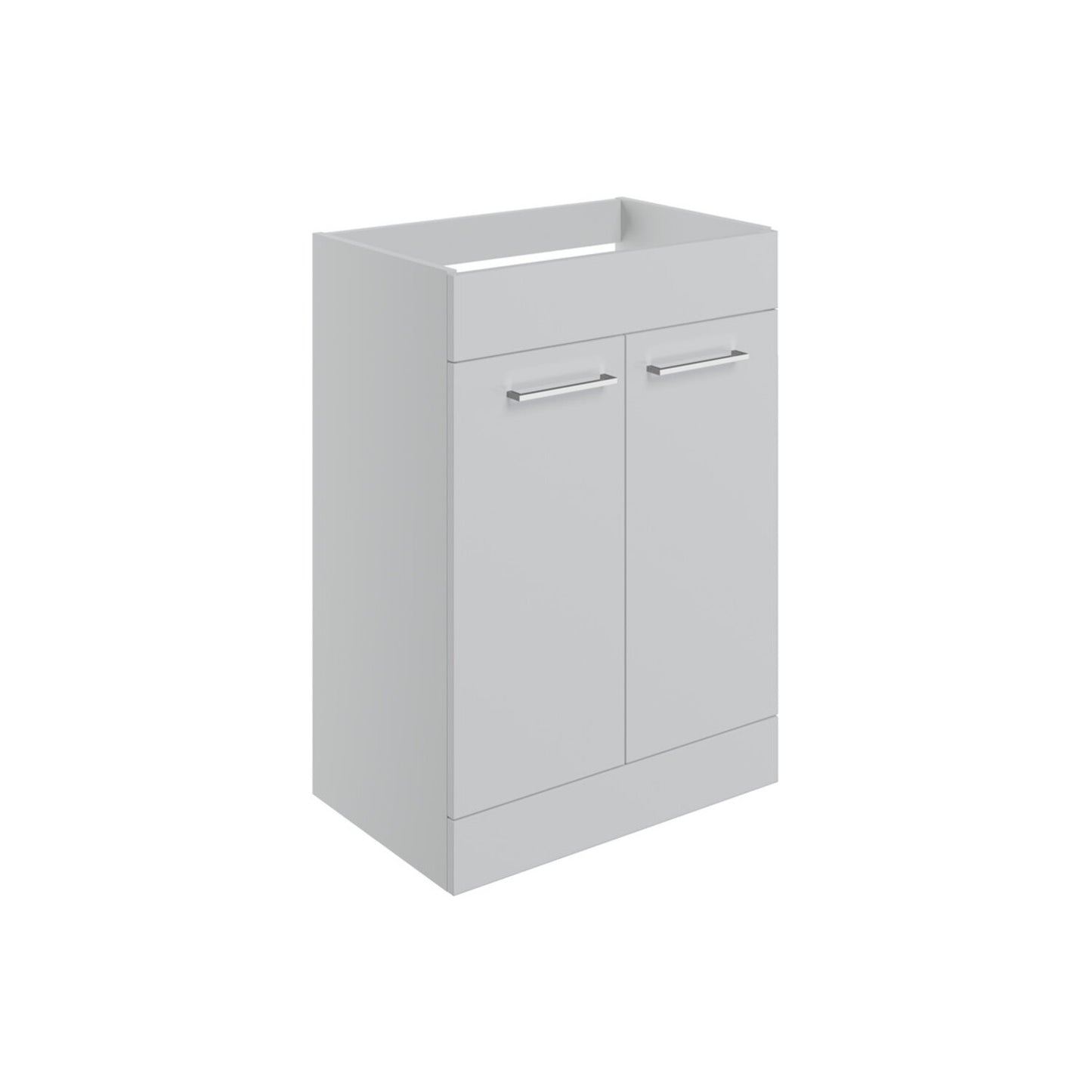 Zenari 590mm Floor Standing 2 Door Basin Unit (No Top) - Grey Gloss