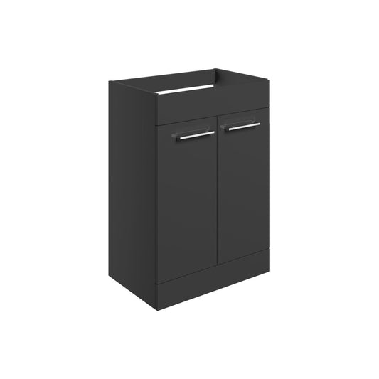 Zenari 590mm Floor Standing 2 Door Basin Unit (No Top) - Anthracite Gloss