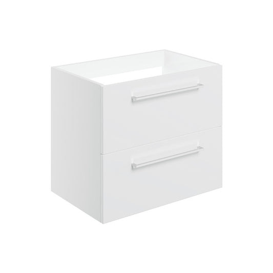 Zenari 590mm Wall Hung 2 Drawer Basin Unit (No Top) - White Gloss