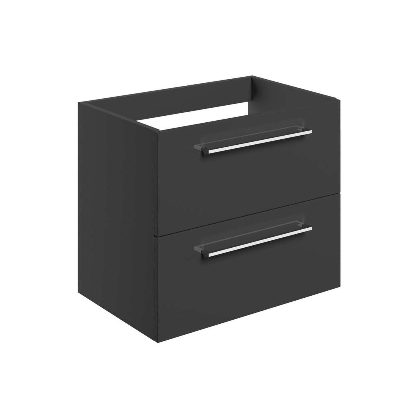 Zenari 590mm Wall Hung 2 Drawer Basin Unit (No Top) - Anthracite Gloss