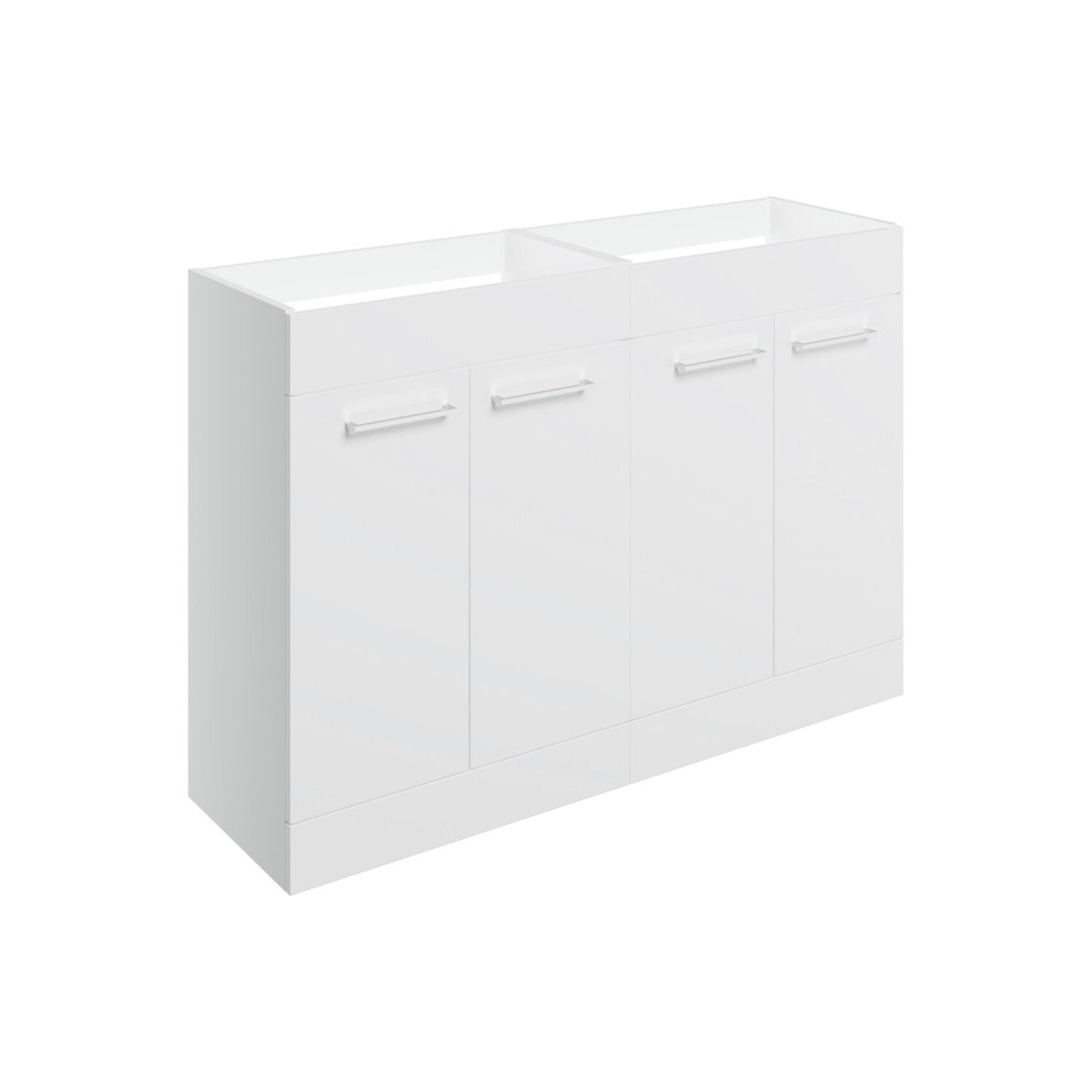 Zenari 1180mm Floor Standing 2 Door Basin Unit Run (No Top) - White Gloss
