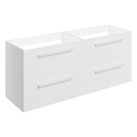 Zenari 1180mm Wall Hung 2 Drawer Basin Unit Run (No Top) - White Gloss
