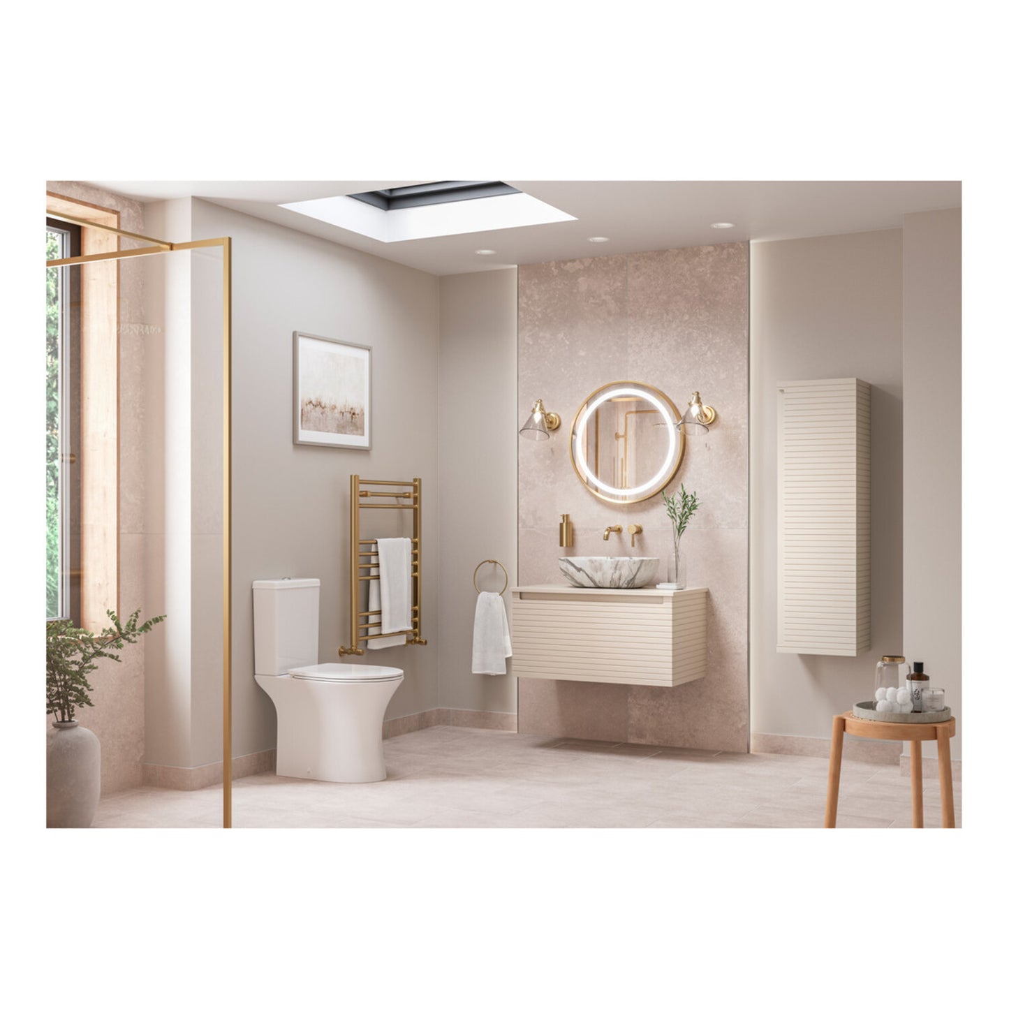 Delari 350mm Wall Hung 1 Door Tall Unit - Matt Cotton