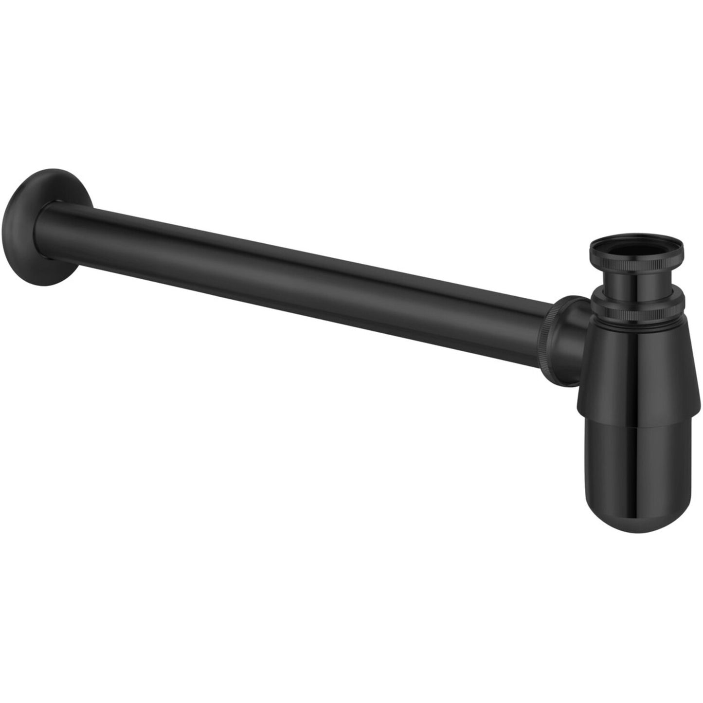Quelora 600mm Wall Hung Grey Marble Basin Shelf & Black Bottle Trap