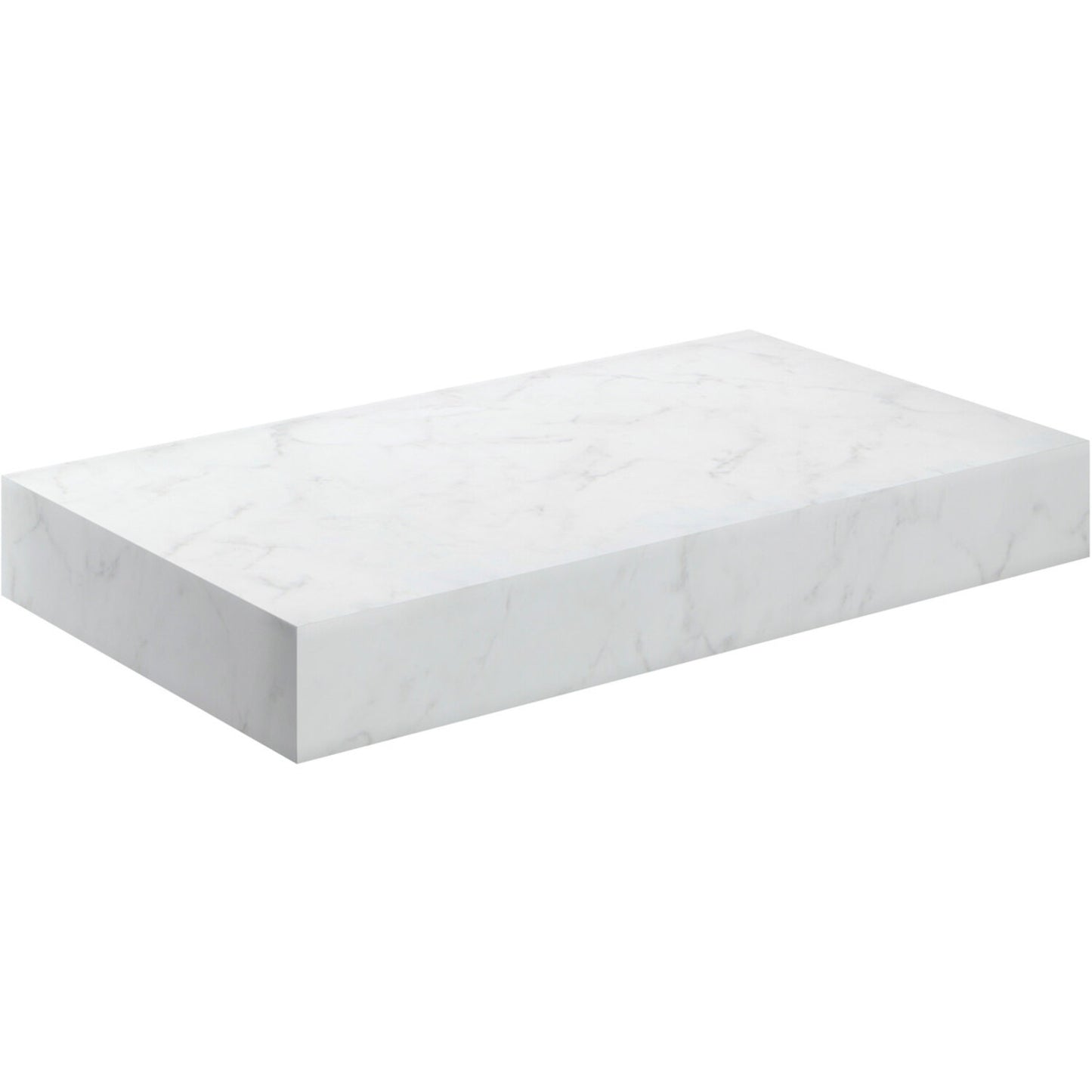 Quelora 800mm Wall Hung White Marble Basin Shelf & Brushed Brass Bottle Trap