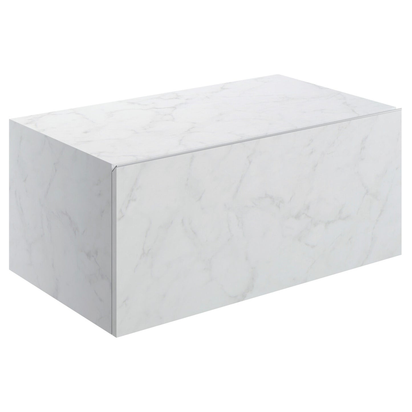 Quelora 800mm Wall Hung Storage Drawer - White Marble