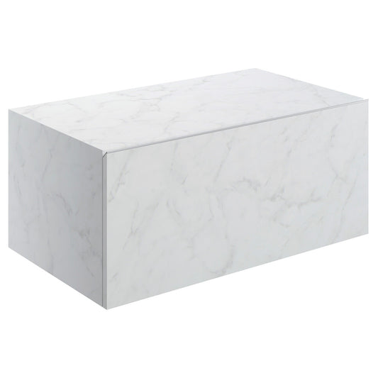 Quelora 800mm Wall Hung Storage Drawer - White Marble