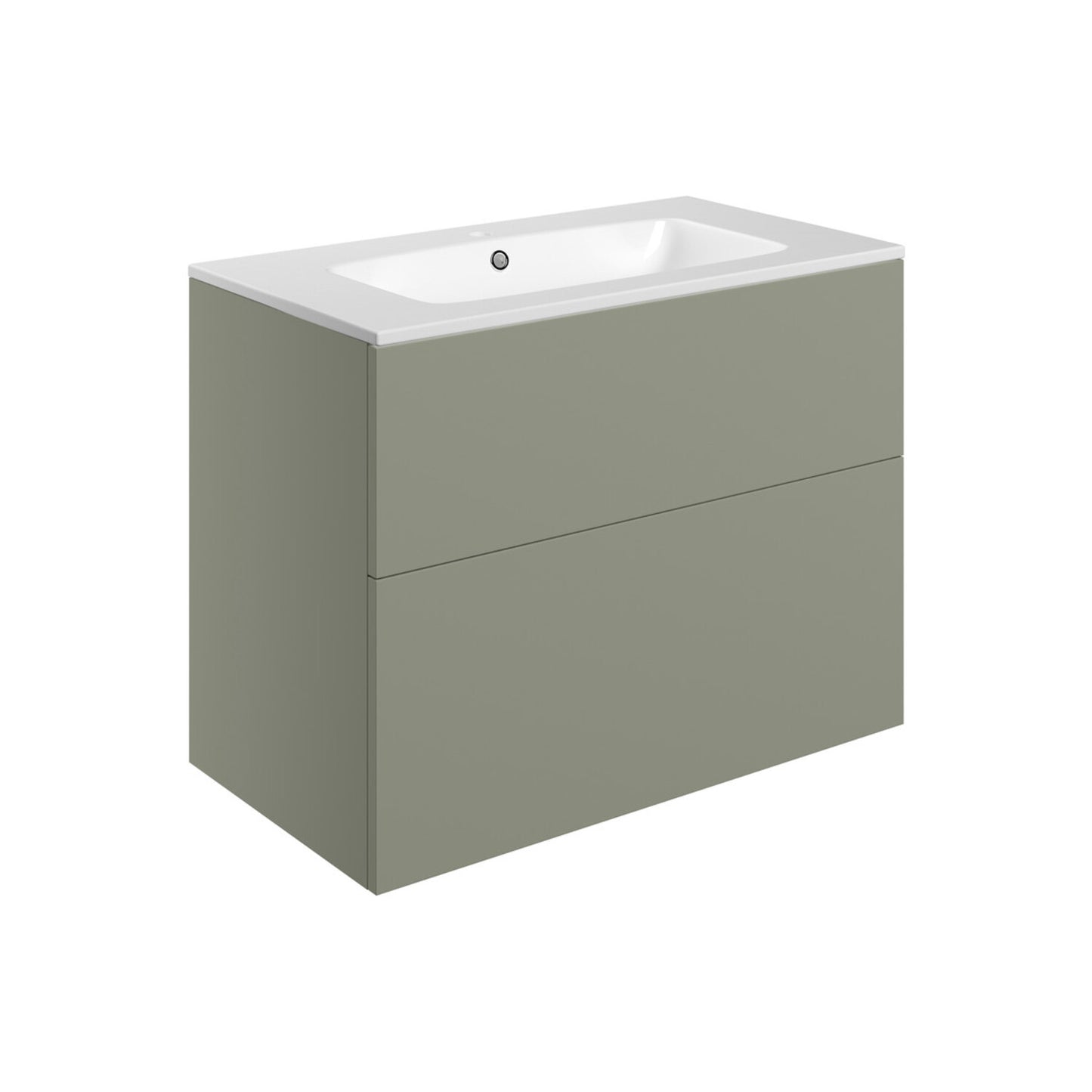 Tavira 815mm Wall Hung 2 Drawer Basin Unit & 1 Tap Hole Basin - Matt Olive Green