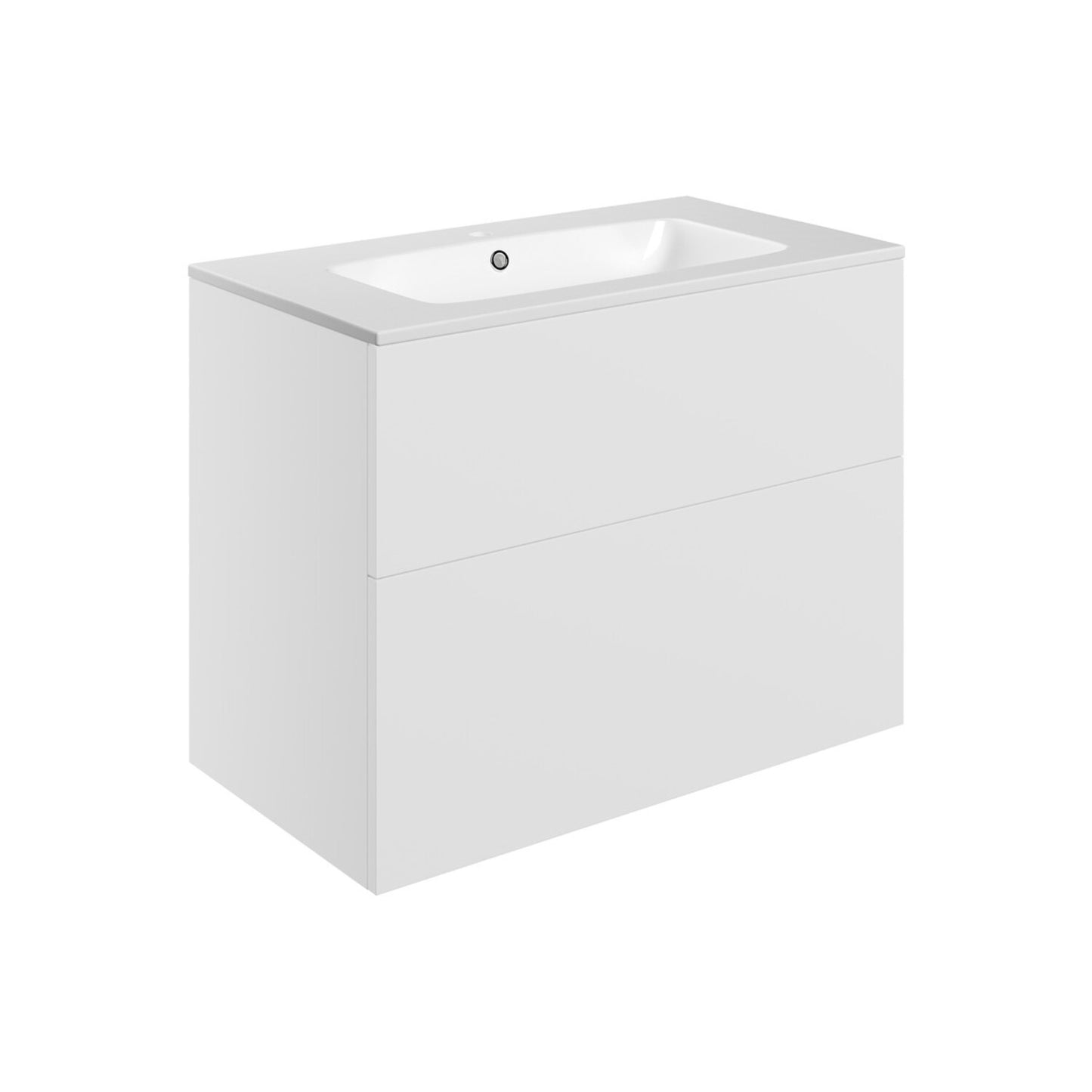 Tavira 815mm Wall Hung 2 Drawer Basin Unit & 1 Tap Hole Basin - Matt White