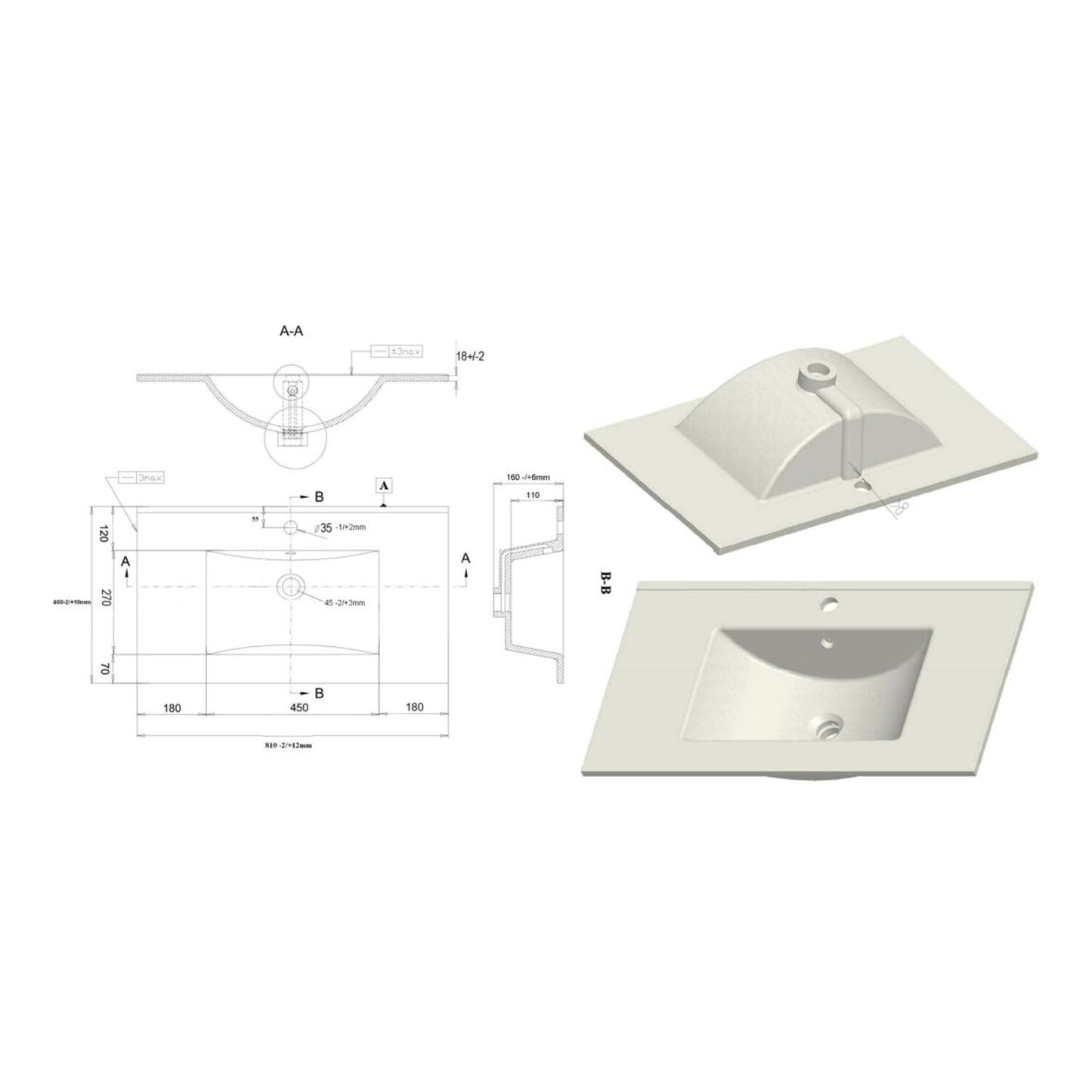 Tavira 815mm Wall Hung 2 Drawer Basin Unit & 1 Tap Hole Basin - Matt White