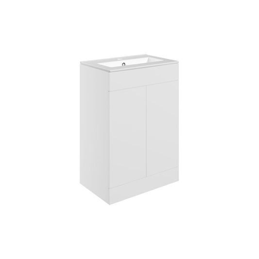 Tavira 610mm Floor Standing 2 Door Basin Unit & 1 Tap Hole Basin - Matt White