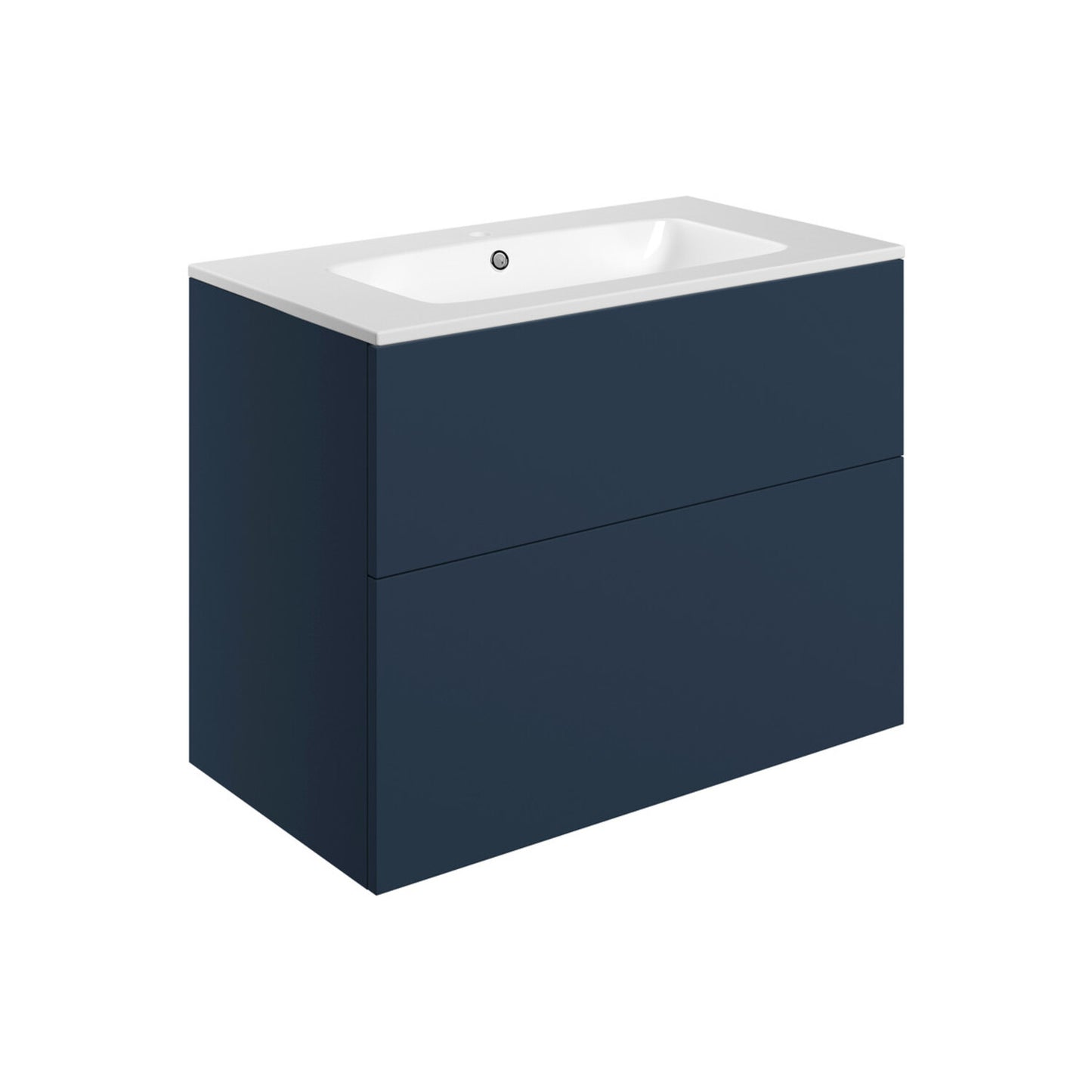 Tavira 815mm Wall Hung 2 Drawer Basin Unit & 1 Tap Hole Basin - Matt Deep Blue