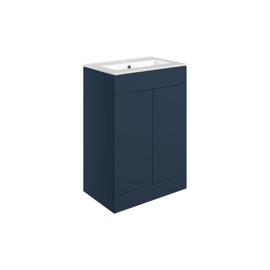 Tavira 610mm Floor Standing 2 Door Basin Unit & 1 Tap Hole Basin - Matt Deep Blue