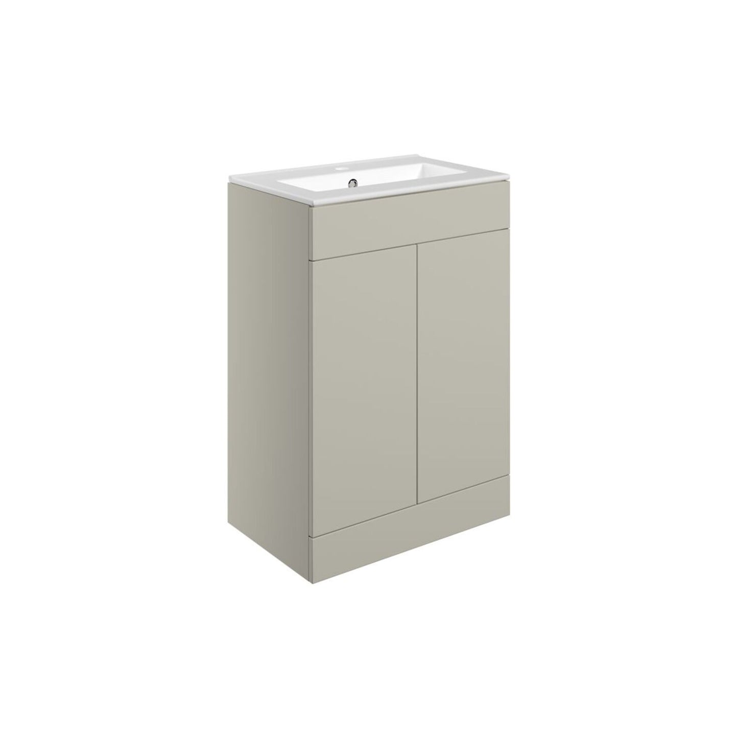 Tavira 610mm Floor Standing 2 Door Basin Unit & 1 Tap Hole Basin - Matt Latte