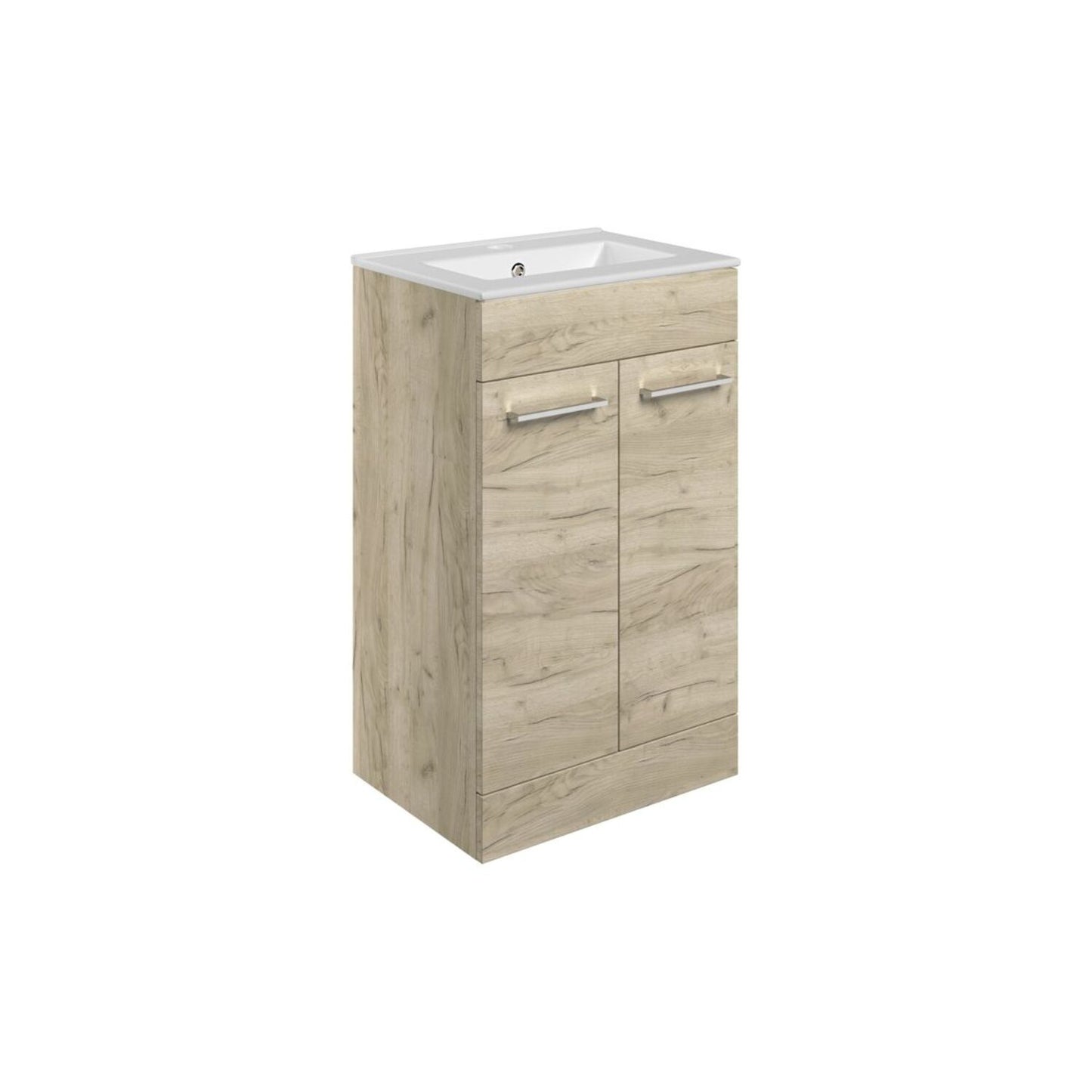 Zenari 510mm Floor Standing 2 Door Basin Unit & 1 Tap Hole Thin Edge Basin - Oak