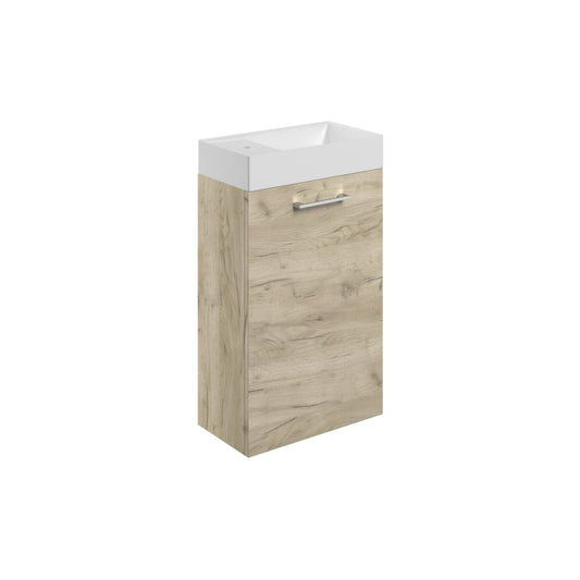 Zenari 410mm Wall Hung 1 Door Basin Unit & 1 Tap Hole Basin - Oak