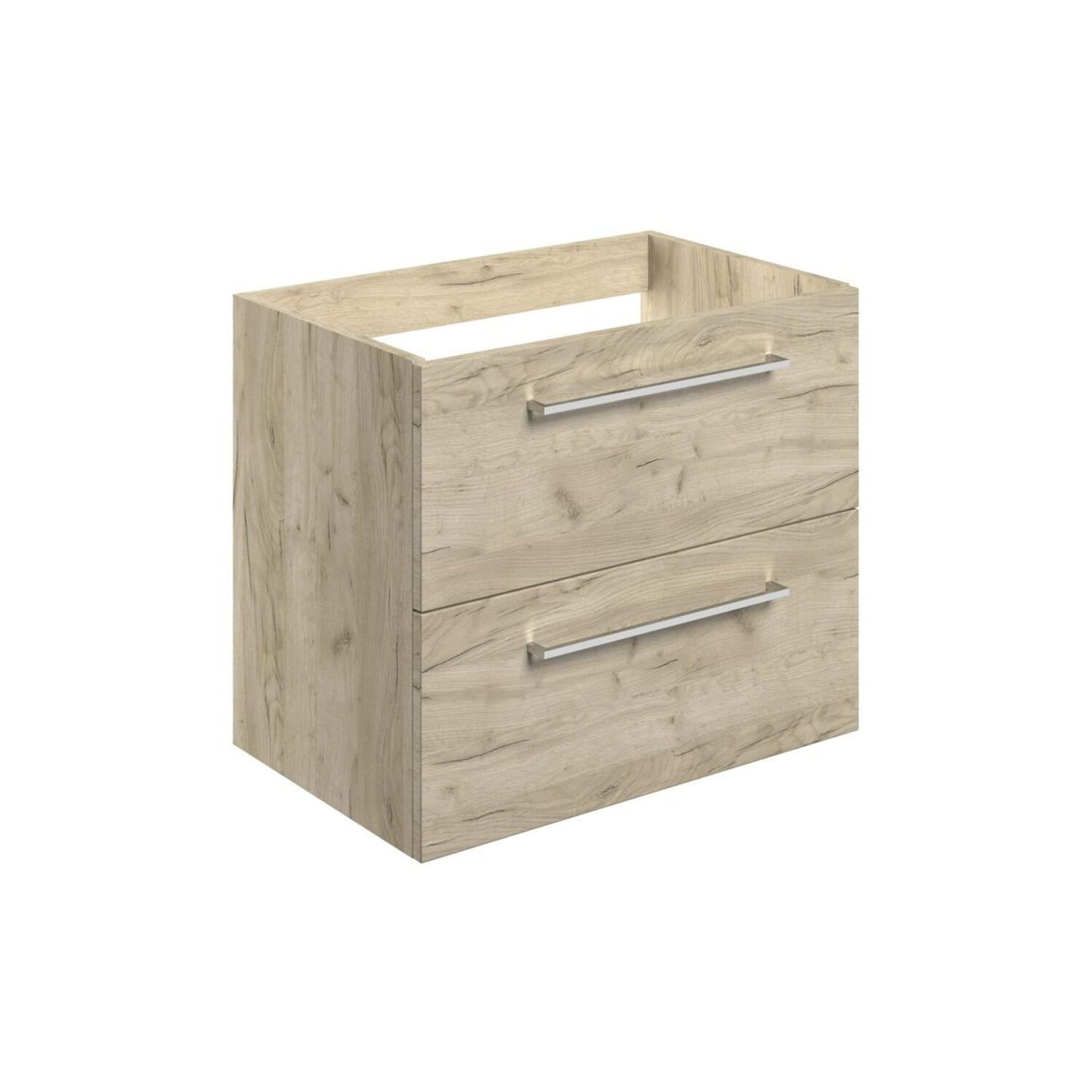 Zenari 590mm Wall Hung 2 Drawer Basin Unit (No Top) - Oak