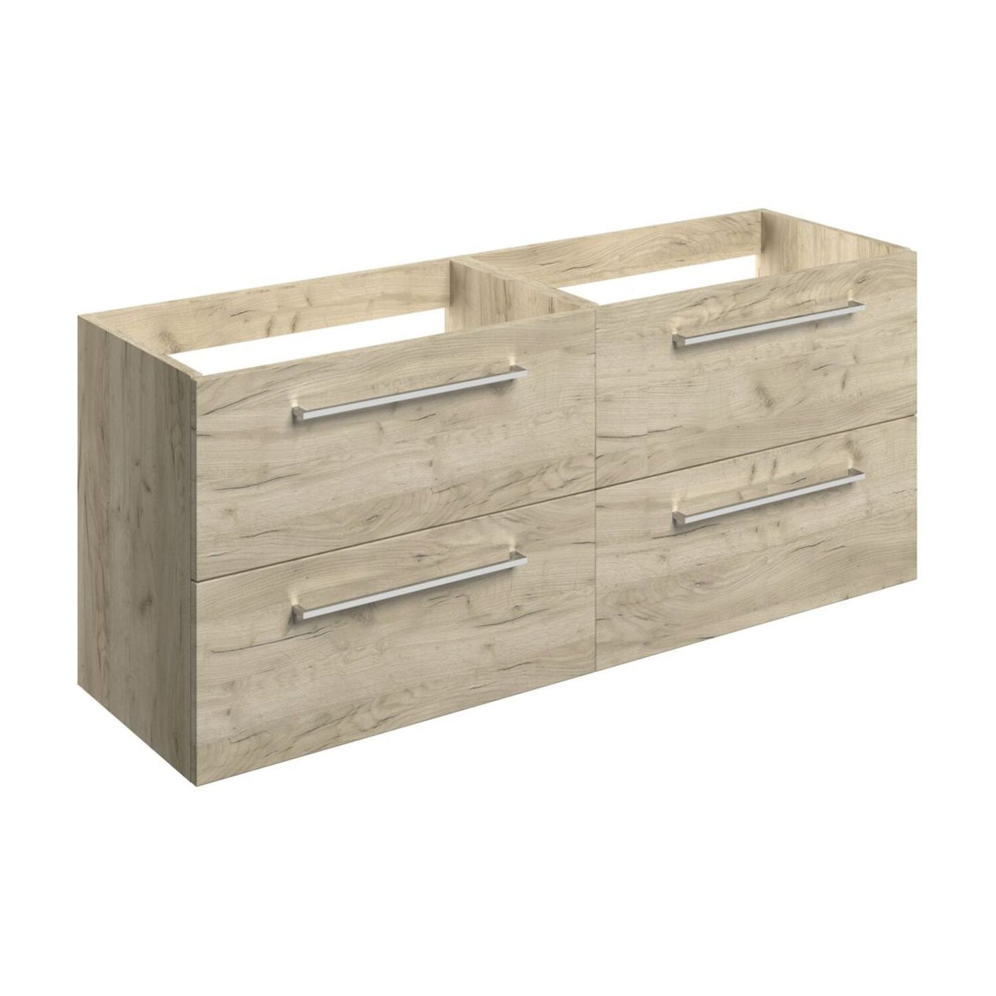 Zenari 1180mm Wall Hung 2 Drawer Basin Unit Run (No Top) - Oak