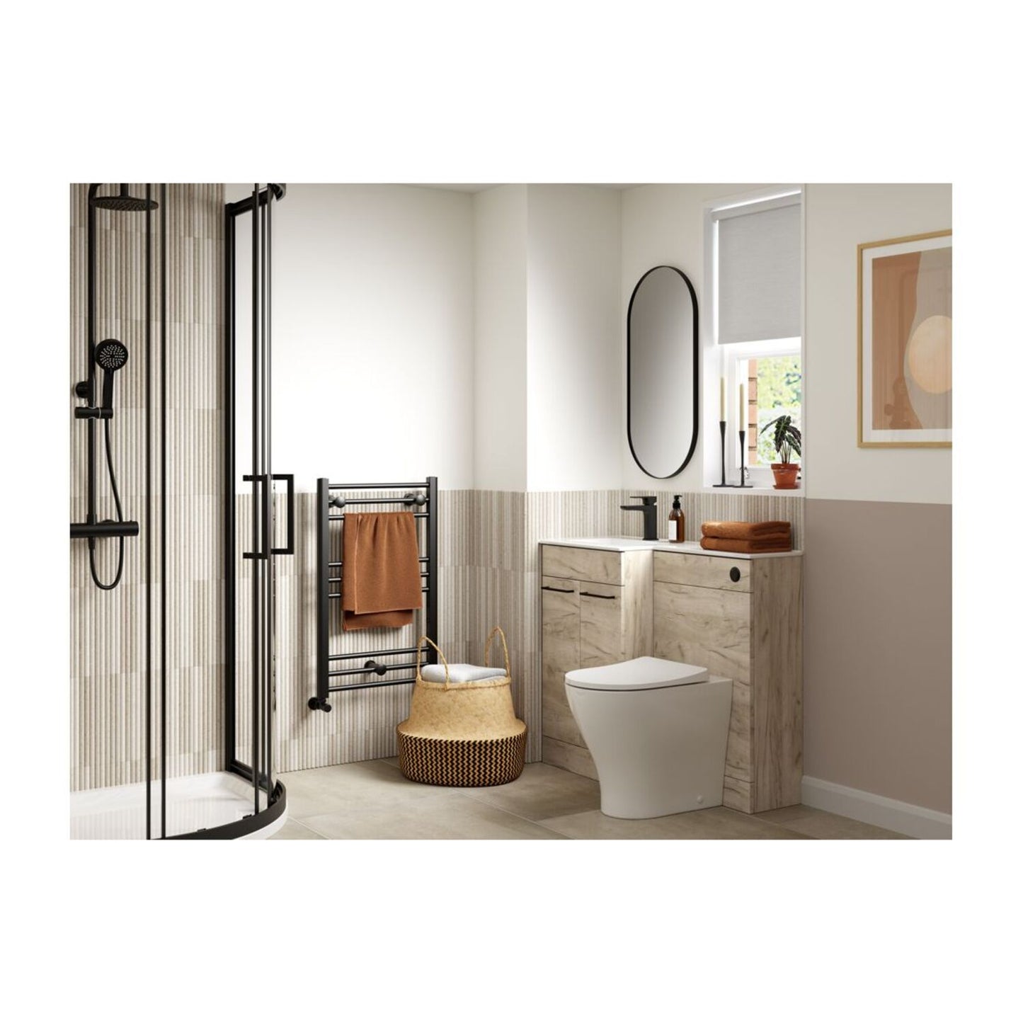 Varya 350mm Floor Standing 2 Door Tall Unit - Oak