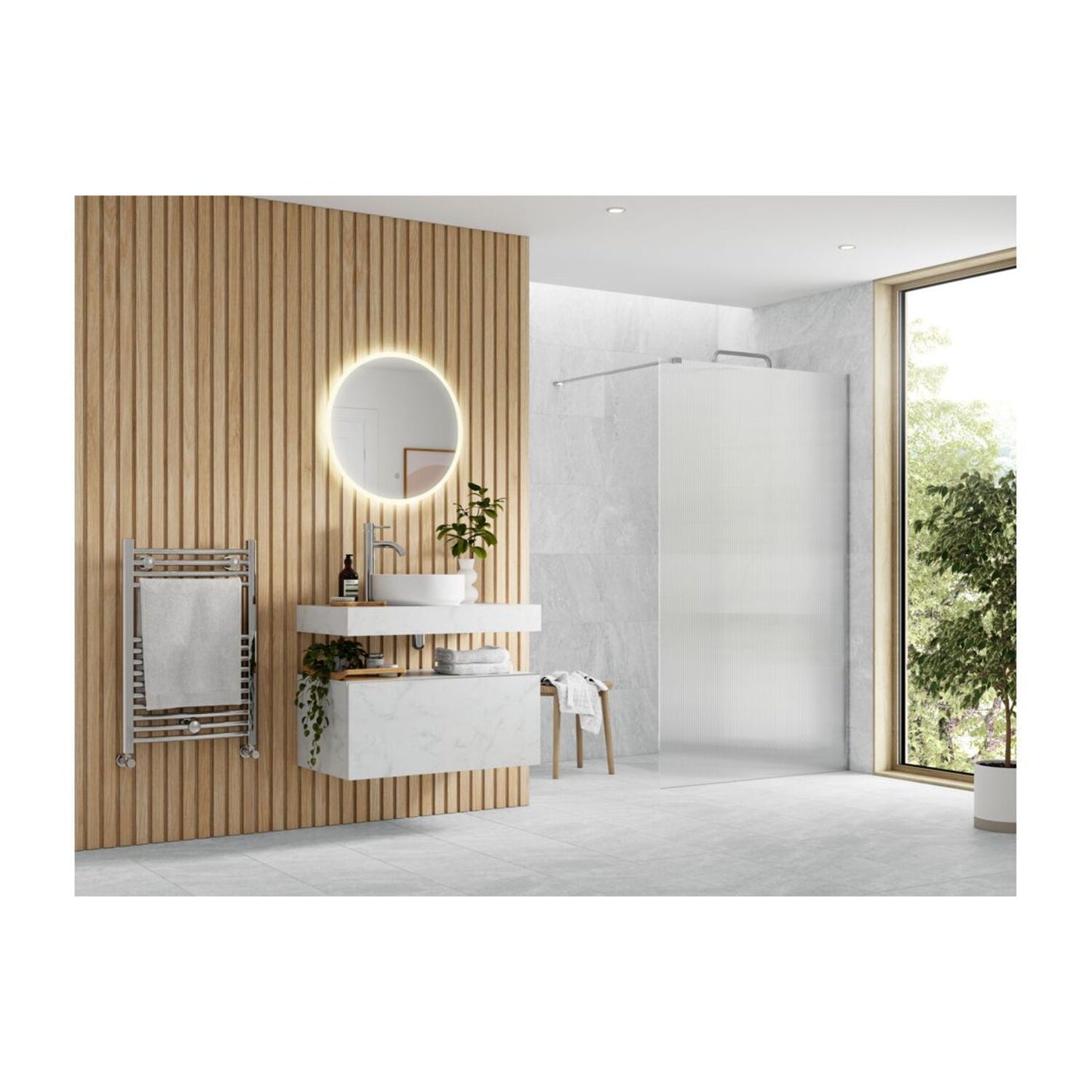 Nuvata Fluted Wetroom Panel & Support Bar