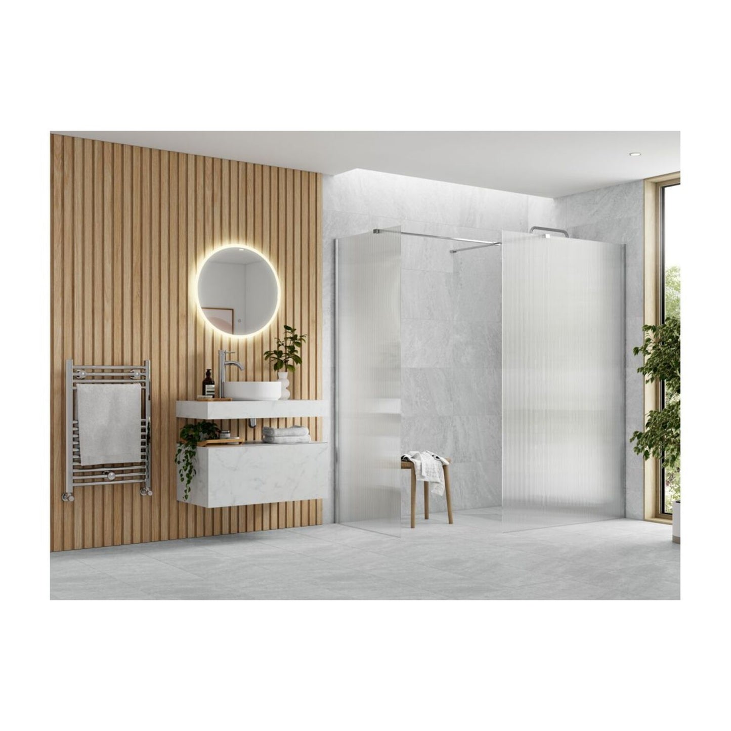 Nuvata Fluted Wetroom Panel & Side Panel Arm
