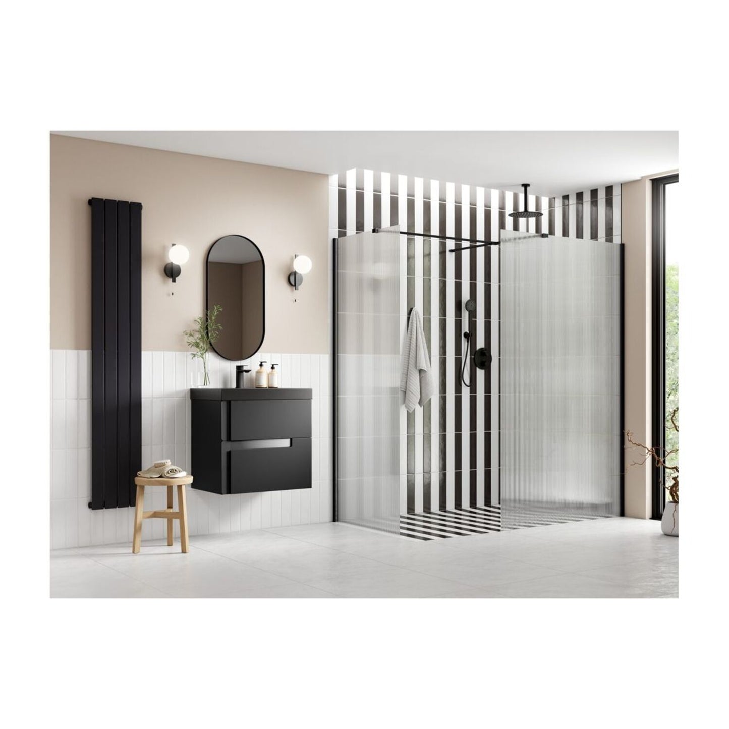 Nuvata Fluted Wetroom Panel & Side Panel Arm
