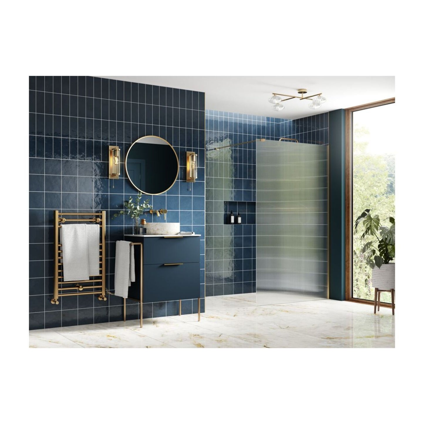 Nuvata Fluted Wetroom Panel & Support Bar