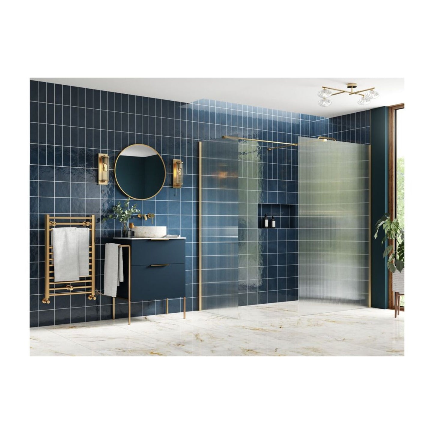 Nuvata Fluted Wetroom Panel & Side Panel Arm