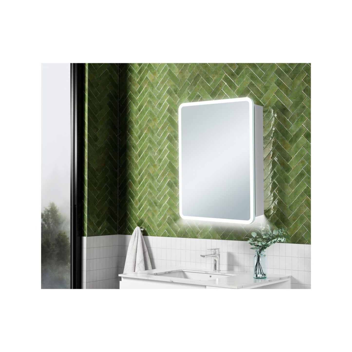 Aluna 500mm 1 Door LED Mirrored Cabinet