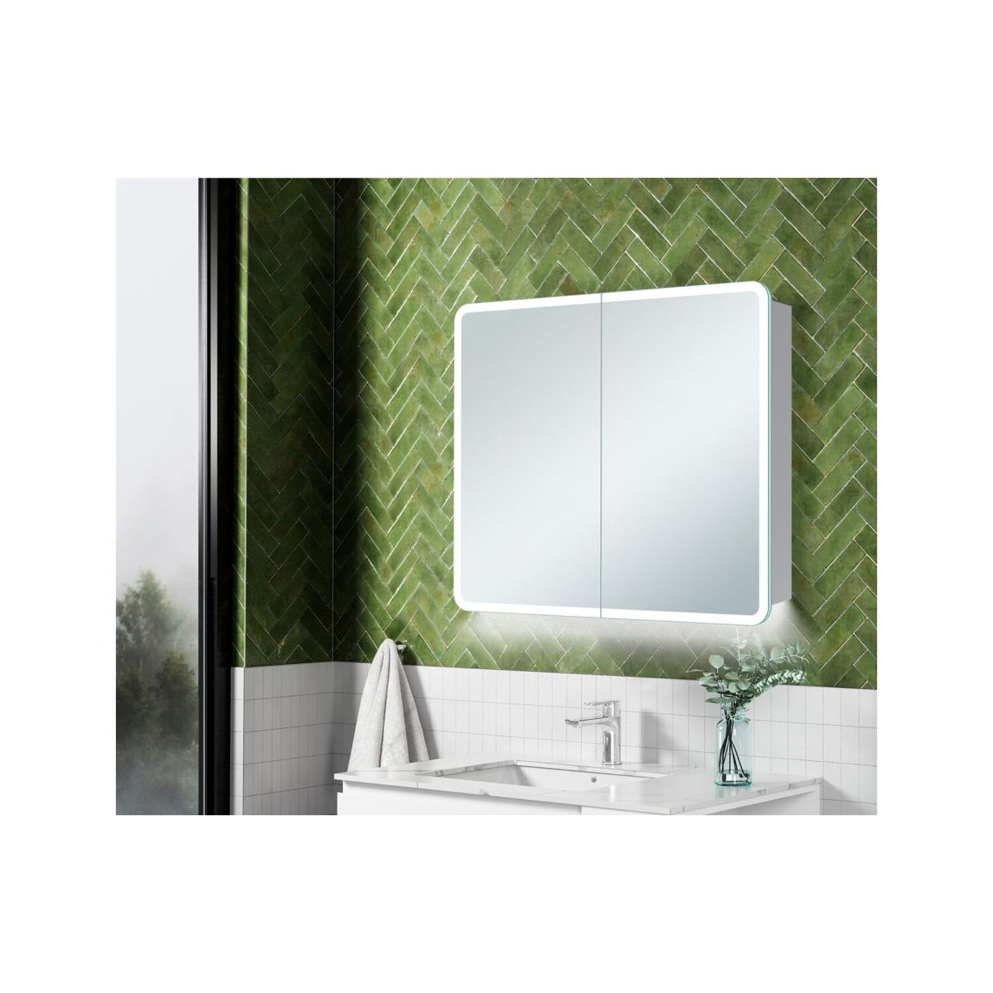 Aluna 600mm 2 Door LED Mirrored Cabinet