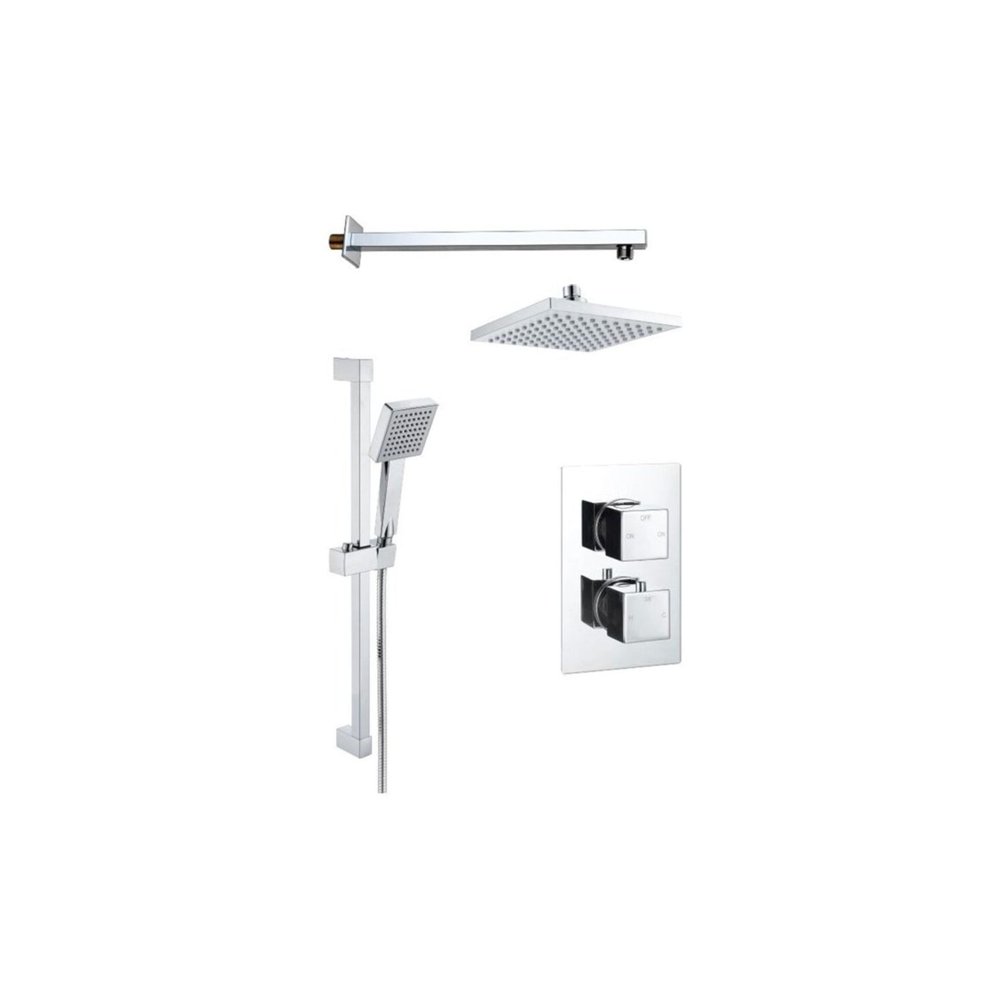 Square Concealed Valve Head & Arm Shower Pack