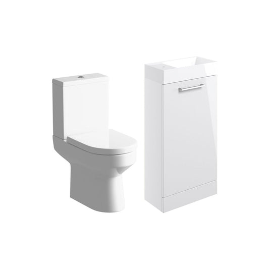 Zenari 410mm F/S Basin Unit & C/C Toilet Pack - White Gloss