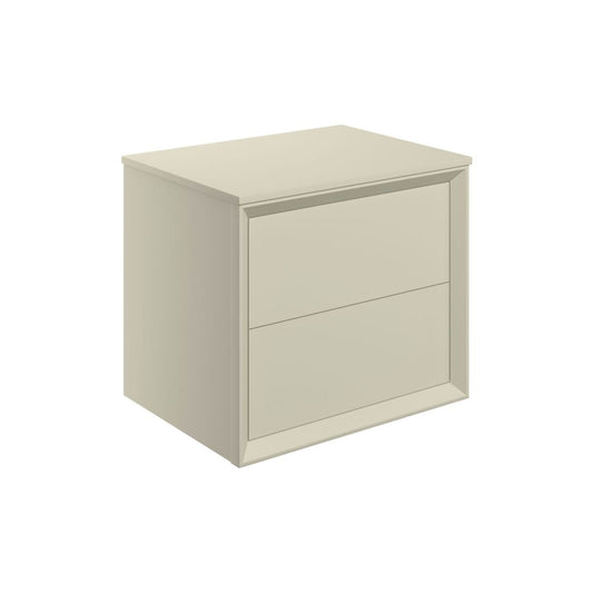 Seluna 610mm Wall Hung 2 Drawer Basin Unit & Top - Matt Cotton