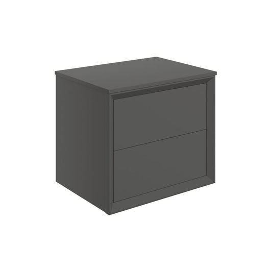 Seluna 610mm Wall Hung 2 Drawer Basin Unit & Top - Matt Clay