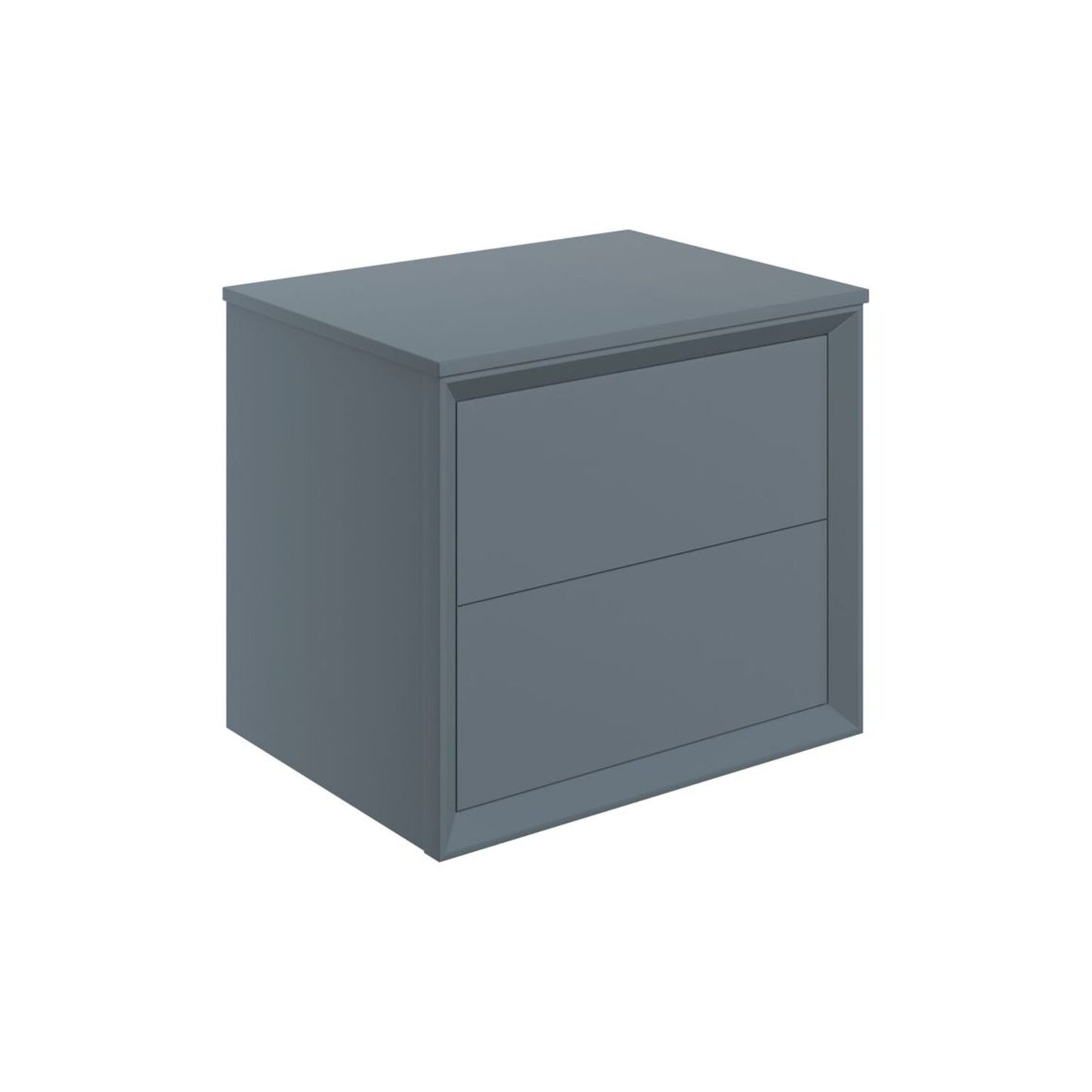 Seluna 610mm Wall Hung 2 Drawer Basin Unit & Top - Matt Storm Blue