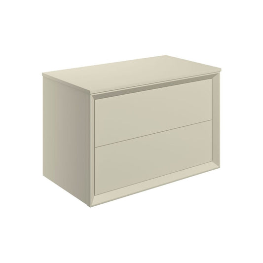 Seluna 810mm Wall Hung 2 Drawer Basin Unit & Top - Matt Cotton