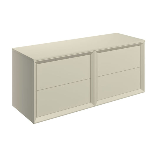 Seluna 1210mm Wall Hung 4 Drawer Basin Unit Run & Top - Matt Cotton